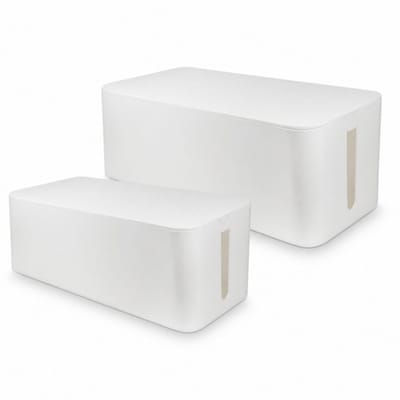 BUDDLEY Kabelbox Wit (2x) - Kabeldoos - Kabel Opbergbox Stekkerdoos - Cable Management - Verlengsnoer - Kabel management - Kabel Organiser Bureau - Kabel Organiser - Kabelbox Stekkerdoos - Cable Box - Kabel Doos - Kabelbox voor snoeren wegwerken