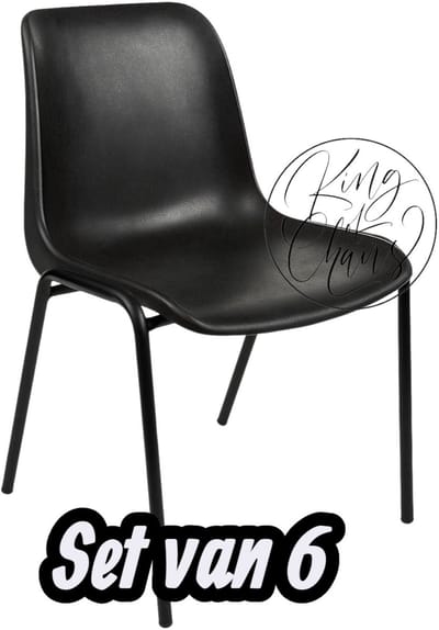 Kantinestoel Helene Zwart -set van 6- zwart onderstel kantinestoel stapelstoel kuipstoel vergaderstoel tuinstoel kantine stoel stapel stoel tuin stoel kantinestoelen stapelstoelen kuipstoelen arenastoel schoolstoel bezoekersstoel Everardo