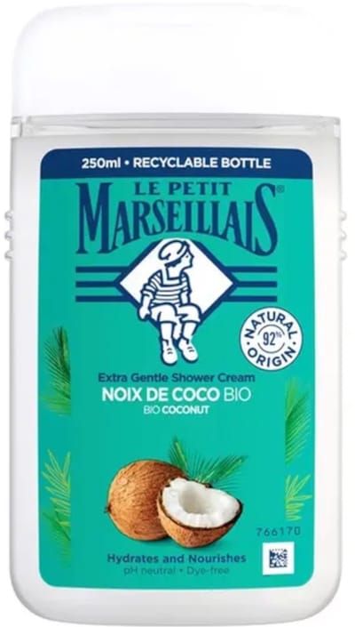 Le Petit Marseillais Crème de Douche Extra Douce Noix de Coco BIO, hydrate et nourrit la peau, 250 ml