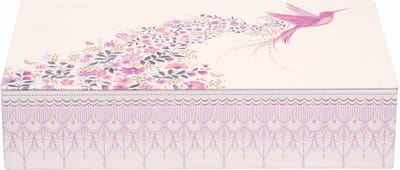 Luxe Bewaarblik Kolibrie & Bloemen - Roze - 17,5 cm - Rechthoekig - Botanisch Design - Cadeaublikje & Decoratie