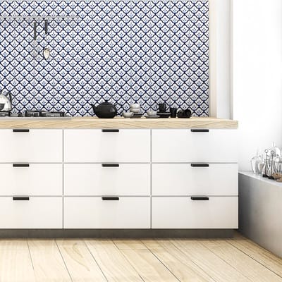 Zelfklevende tegelmuurstickers voor keuken en badkamer - 60 cementtegelstickers, Azulejos Arno - 60 stickers, 10x10cm