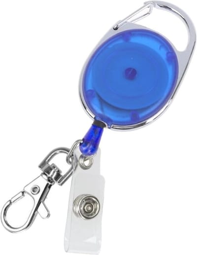 Fako Bijoux - Uittrekbare Sleutelhanger Met Koord Duo - Uittrekbare Pasjeshouder - Skipashouder - Nylon - 36x56mm - Transparant - Blauw