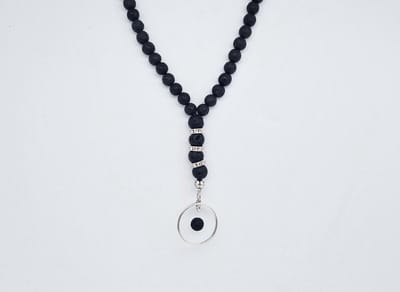 Handgemaakte Natuurstenen Autohanger " Lava Donker"- Met metalen hanger - 8 mm diameter van de korrel- Mooie accessoire en decoratie voor de auto