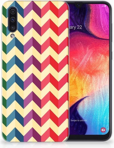TPU Hoesje voor Samsung Galaxy A50 TPU bumper Zigzag Multi Color