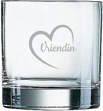 Gegraveerde Whiskeyglas 38cl Vriendin met hartje