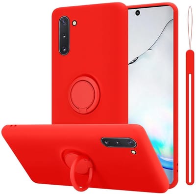 Cadorabo Hoesje geschikt voor Samsung Galaxy NOTE 10 in LIQUID ROOD - Beschermhoes van flexibel TPU silicone Case Cover met ring