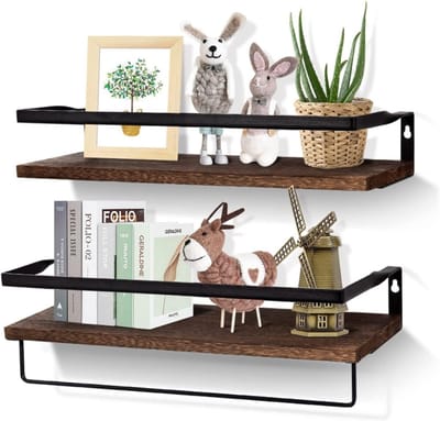 White-Label® Houten Plank Wandmontage - Hoekrek Display Decor - Hoekplank - Zwevende Wandplank - Organizer voor Slaapkamer Keuken Badkamer - Decoratie