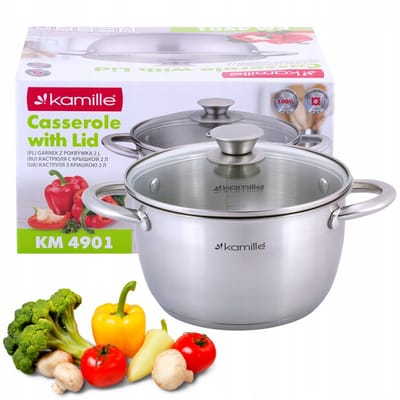 Kamille RVS Pan met Deksel - 2L - Inductie Geschikt