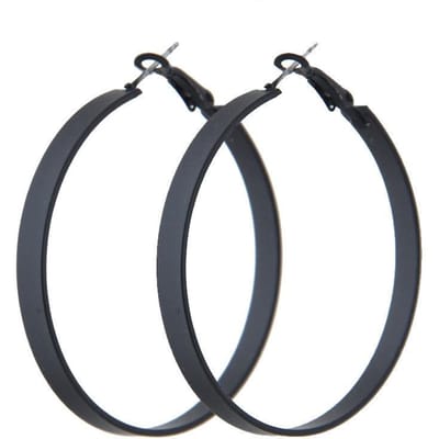 Stijlvolle, Metalen Eenvoudige Cirkel Gepersonaliseerde Oorbel Gesp Oorbellen, Eenvoudige Zwarte Overdreven Ronde Oorbellen black