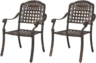 Vintage tuinstoel van aluminium met armleuningen voor buiten - 2-delige set