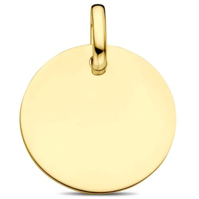 9K Geelgouden graveerhanger rond 13,5 mm - 8000170