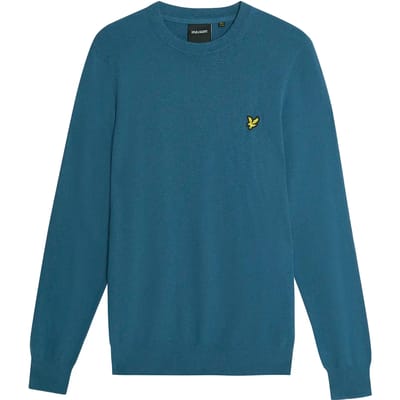 Lyle & Scott Cotton Merino Crew Neck Jumper Truien & Vesten Heren - Sweater - Hoodie - Vest- Blauw - Maat XL