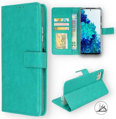 HB Hoesje Geschikt voor Motorola Moto E7i Power Turquoise - Portemonnee Book Case - Kaarthouder & Magneetlipje