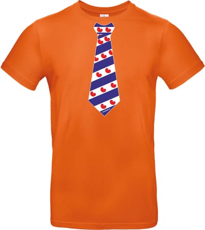 T-shirt oranje koningsdag met Friese stropdas Maat XL van Shirtmakelaar
