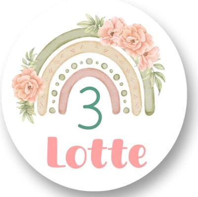 20x Traktatie stickers met naam Regenboog - Verjaardag stickers - Meisjes Rainbow - Sluitstickers - Kinderfeest Traktatie - Uitdelen - Uitdeeltraktatie - Wensetiket - Rond - 40mm - Glossy sticker