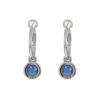 Biba Oorhangers Zilver met gekleurde steen Groot Royal Blue
