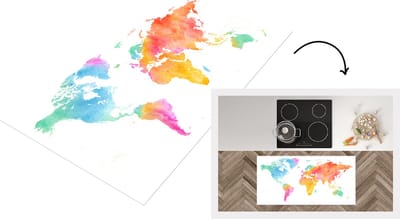 Keukenloper - Loper keuken - Wereldkaart - Simpel - Waterverf - 120x60 cm - Keukenloper vinyl