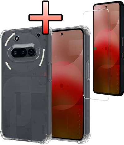 Hoesje - Met Screenprotector - Geschikt voor Nothing Phone (3a) - Sterk & Shockproof - Siliconen Case - Back Cover - Telefoon Hoes - Shock Proof - Transparant