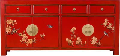 Fine Asianliving Chinees Dressoir Lucky Rood Handbeschilderd - Orientique Collectie B180xD40xH85cm Chinese Meubels Oosterse Kast