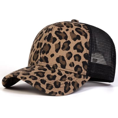 Casquettes de Baseball Vintage Décontractées à Imprimé Léopard avec Maille Respirante Chapeaux de Baseball Réglables Visière Casquette de Sport Activités Extérieures