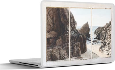 Laptop sticker - 14 inch - Doorkijk - Strand - Zee - 32x5x23x5cm - Laptopstickers - Laptop skin - Cover