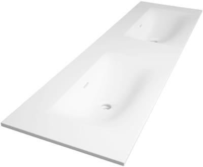 Brauer Glacier Wastafel - 160 cm - met 2 Spoelbakken en 0 Kraangaten - Fine Stone Mat Wit
