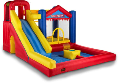 Avyna Springkussen Waterslide 8-in-1 – Met Waterglijbaan en Klimwand – 400x320 cm – Inclusief Blower – Voor Thuisgebruik