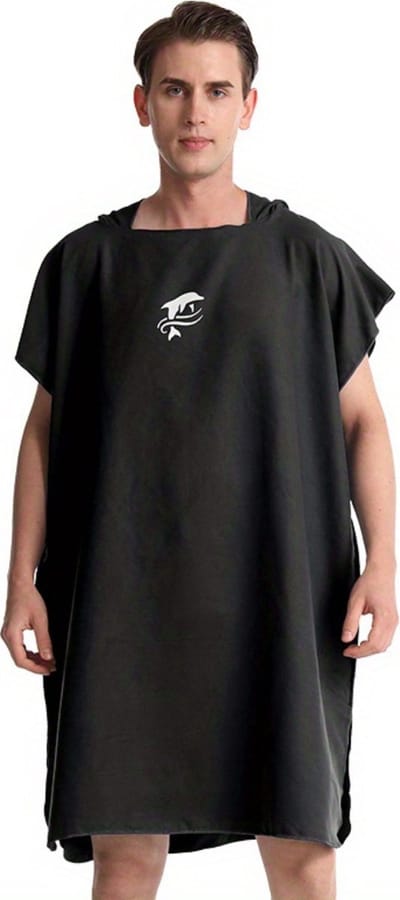 Bovista Surf Poncho - Dames - Heren - Omkleed Handdoek - Volwassenen - Zacht - Poncho - Zwart
