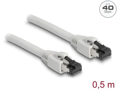 Delock RJ45 Network Cable Cat.8.1 S/FTP 0.5 m up to 40 Gbps grey