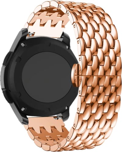 Strap-it Smartwatch bandje 22mm - bandje staal drakenpatroon geschikt voor Samsung Galaxy Watch 1 46mm / Watch 3 45mm / Gear S3 Classic & Frontier - Amazfit GTR 47mm / GTR 2 / GTR 3 - OnePlus Watch - rosé goud