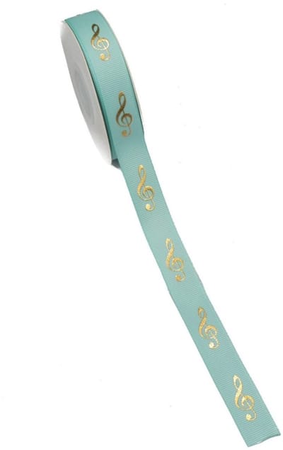 Music Gifts - Luxe Cadeaulint vioolsleutel - Stijlvolle uitstraling - Aquablau/goud