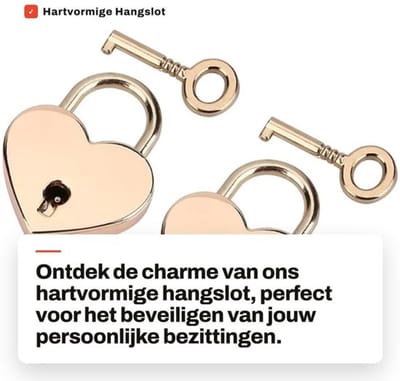 Hartvormige Hangslot - 2 Sets - Sleutel - Roze Goud - Decoratief - Hoogwaardige Zinklegering - Schokbestendig
