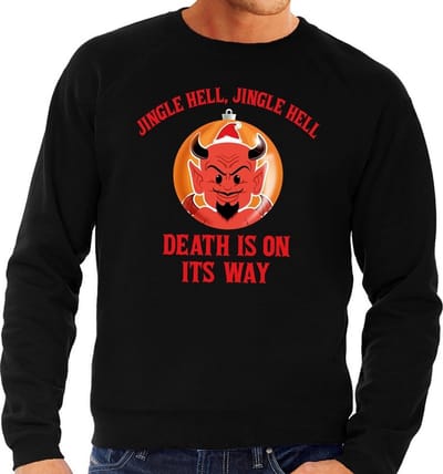 Foute kersttrui / sweater voor heren - zwart - Duivel Jingle Hell S