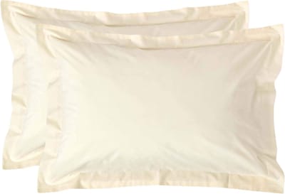Homescapes Kussensloop 50x75 cm met Rand (Oxford) Set van 2 – Crème – 100% Egyptisch Perkal Katoen – 200 TC
