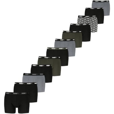 Puma Boxershorts - Promo - 12-pack - Heren Ondergoed - Zwart / Groen - Maat XL