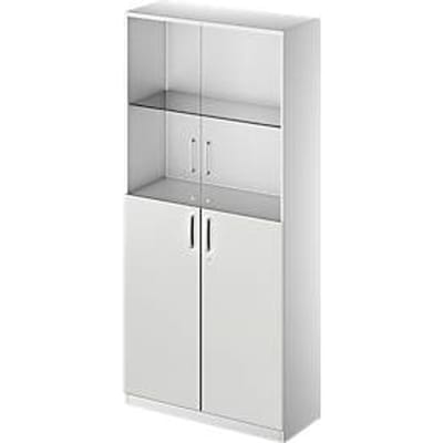 Schäfer Shop Genius Combikast TETRIS SOLID, 5 ordnerhoogten, glazen deuren en vleugeldeuren, b 1000 mm, afsluitbaar