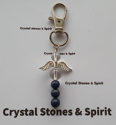 Geboortesteen September "Lapis Lazuli" sleutelhanger zilverkleurig