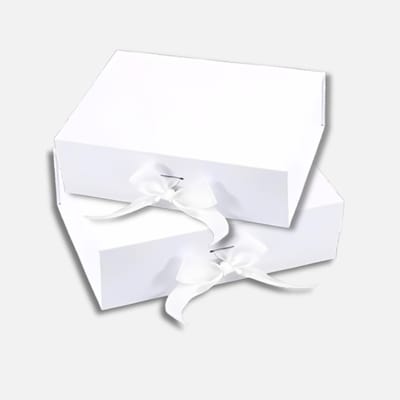 Cadeaudoos - 2 Stuks - Wit - Magneetdoos - Wit Lint - Geschenkdoos met Deksel - Giftbox Leeg - Valentijn