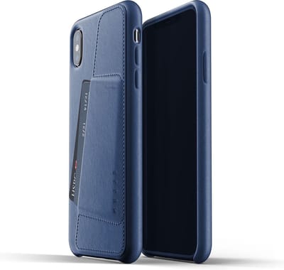 Mujjo - Full Leather Wallet iPhone XS Max | Blauw