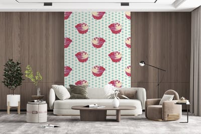 Behang - Fotobehang Patronen - Cupcake - Eten - Breedte 200 cm x hoogte 300 cm