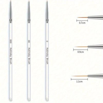 Nail Art Liner Penselen, Gel Polish Schilderen Kunst Design Pen Set Striping Penselen Voor Dunne Lange Lijnen Fijne Tekening Delicate Kleuring Maten 7/9/11mm white