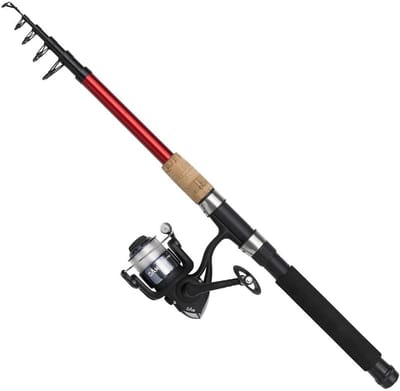 Telescopische hengel - Spinning combo - Vissen op reis - Koolstofvezel blank - 210cm - Zwart
