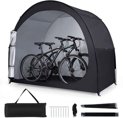 Fietsberging - Fietsenhok - Stalling - Tuinschuur - Huis - Overdekt - Zwart - Scooter - Fiets