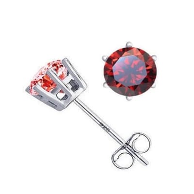 Aramat Jewels | Oorbellen | Zilveren Oorbellen met Zirkonia 6mm | Rood | |6mm | Zilver | Kinderen, Volwassenen | Verkleurd niet