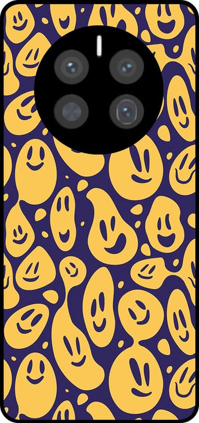 Smartphonica Telefoonhoesje Geschikt voor Huawei Mate 50 Pro met smiley opdruk - TPU backcover case emoji design - Paars Geel geschikt voor Huawei Mate 50 Pro
