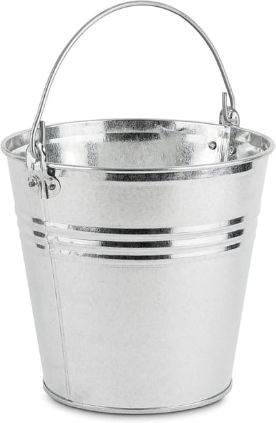 Metalen Emmer met Handvat - Verzinkt - 7 Liter - Geschikt als Plantenpot of Decoratie