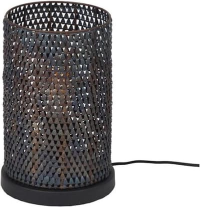 Tafellamp Armor Tube in Zwart en Bruin voor Sfeervolle Verlichting - Tafellamp - Zwart bruin - 20x20x30 cm - Voor Stijlvol Interieur - Compact Design