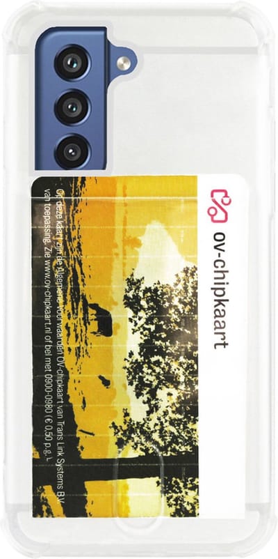 ADEL Siliconen Back Cover Softcase Hoesje Geschikt voor Samsung Galaxy S21 FE - Pasjeshouder Doorzichtig