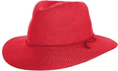 Gilly Fedora – Zonnehoed Dames Kreukbestendig Reisvriendelijk - Maat: M-L: 58 cm - Bright Red