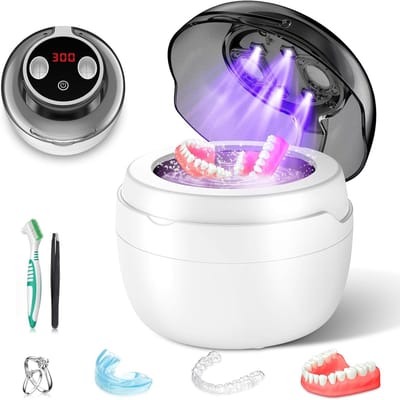 Ultrasone Reiniger - Schoonmaakapparaat - Tandheelkundige Hygiëne - UV Sterilisatie - 250ml Capaciteit - Wit